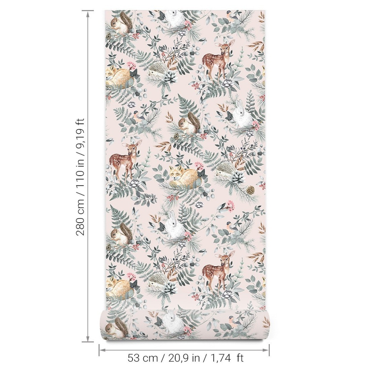 Pastelowe Love® bērnu tapetes “Woodland”, rozā