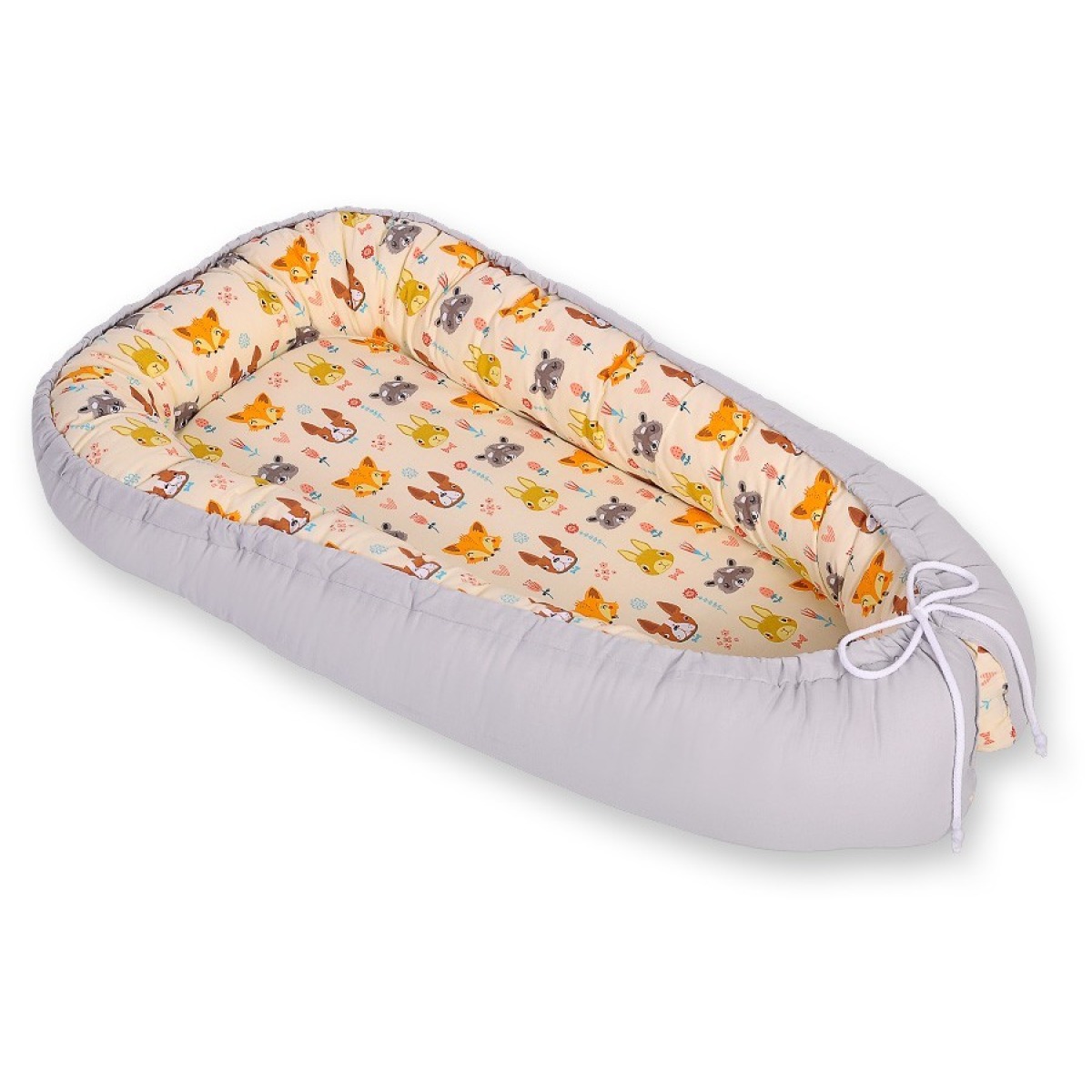 Bobono Premium divpusēja mazuļa ligzdiņa – Cream Animals