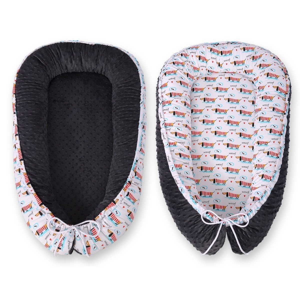 BOBONO abpusējs premium klases kokons mazulim, Minky – Doggies