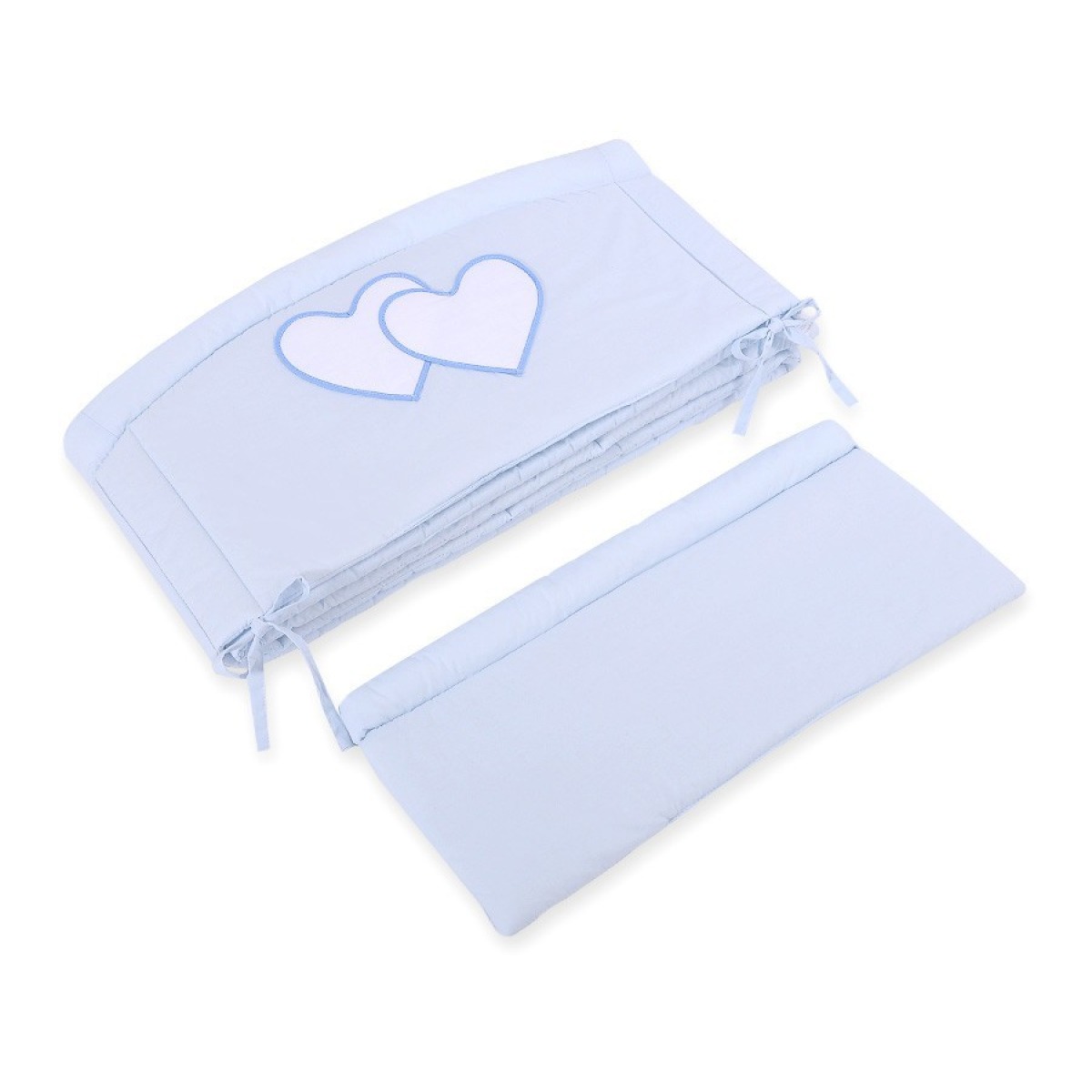 Bobono XXL gultiņas apmale – Hanging Hearts Blue