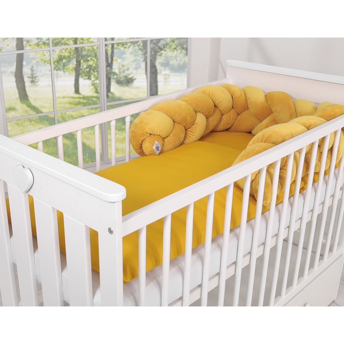 Pīta gultiņas apmale no minky auduma, 180 cm, medus dzeltena – Knot Pillow