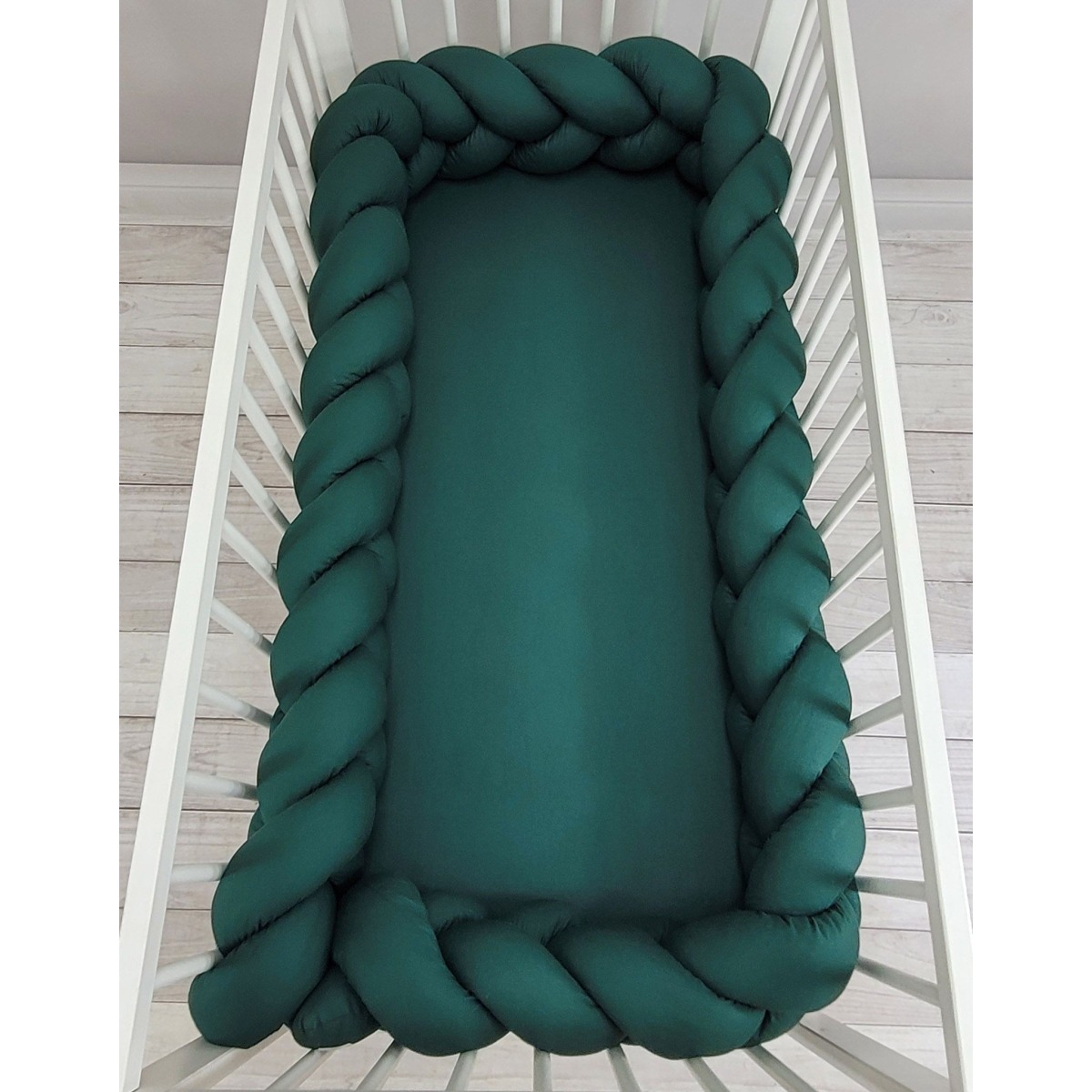 XXL pīts gultiņas apmalītis 360 cm – pudeles zaļā krāsā