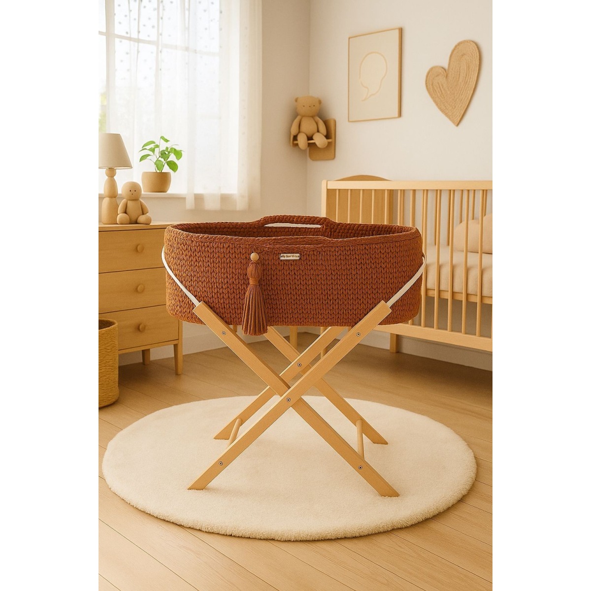Moosese korv BOHO Käsitsi valmistatud alusega - terrakota
