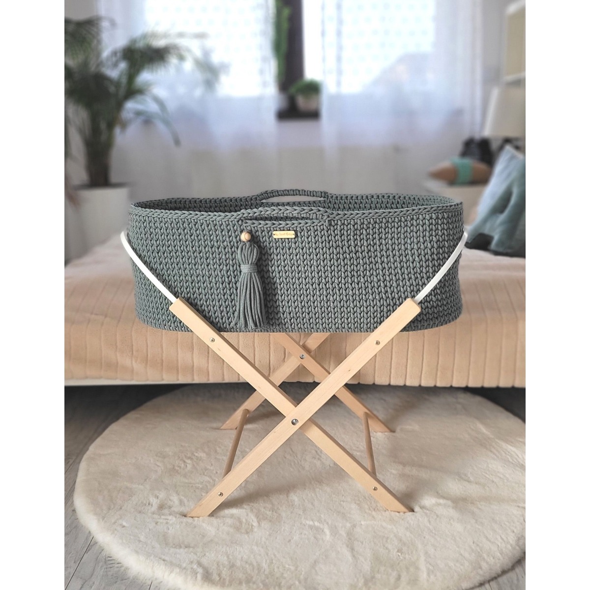 Moosese korv BOHO Käsitsi valmistatud alusega - loorber