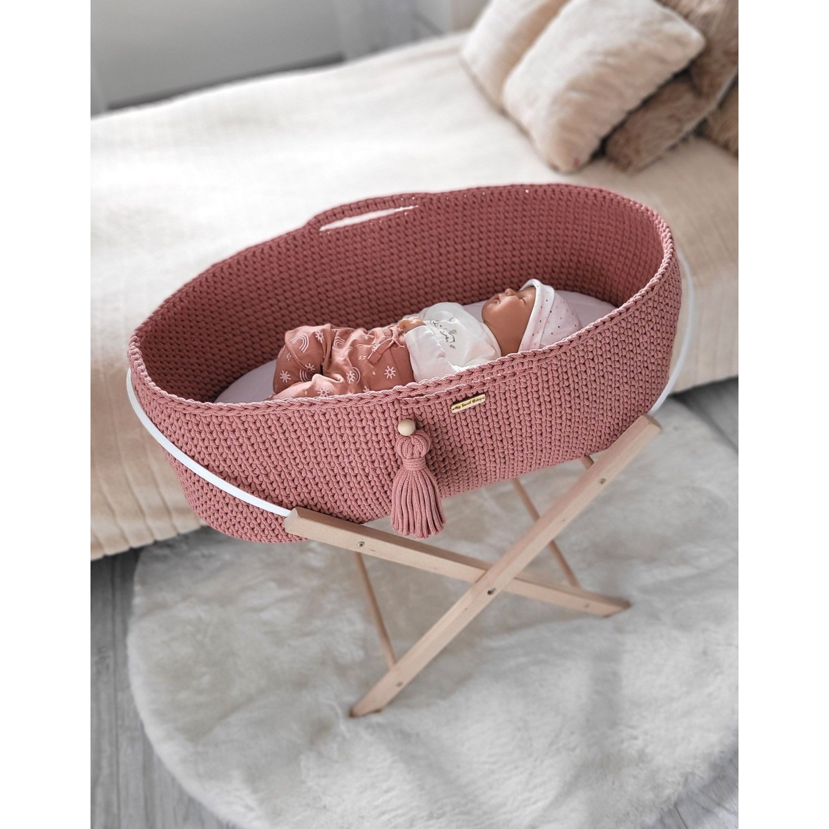 Mooses korv BOHO Käsitsi valmistatud puuvill madratsiga - põ