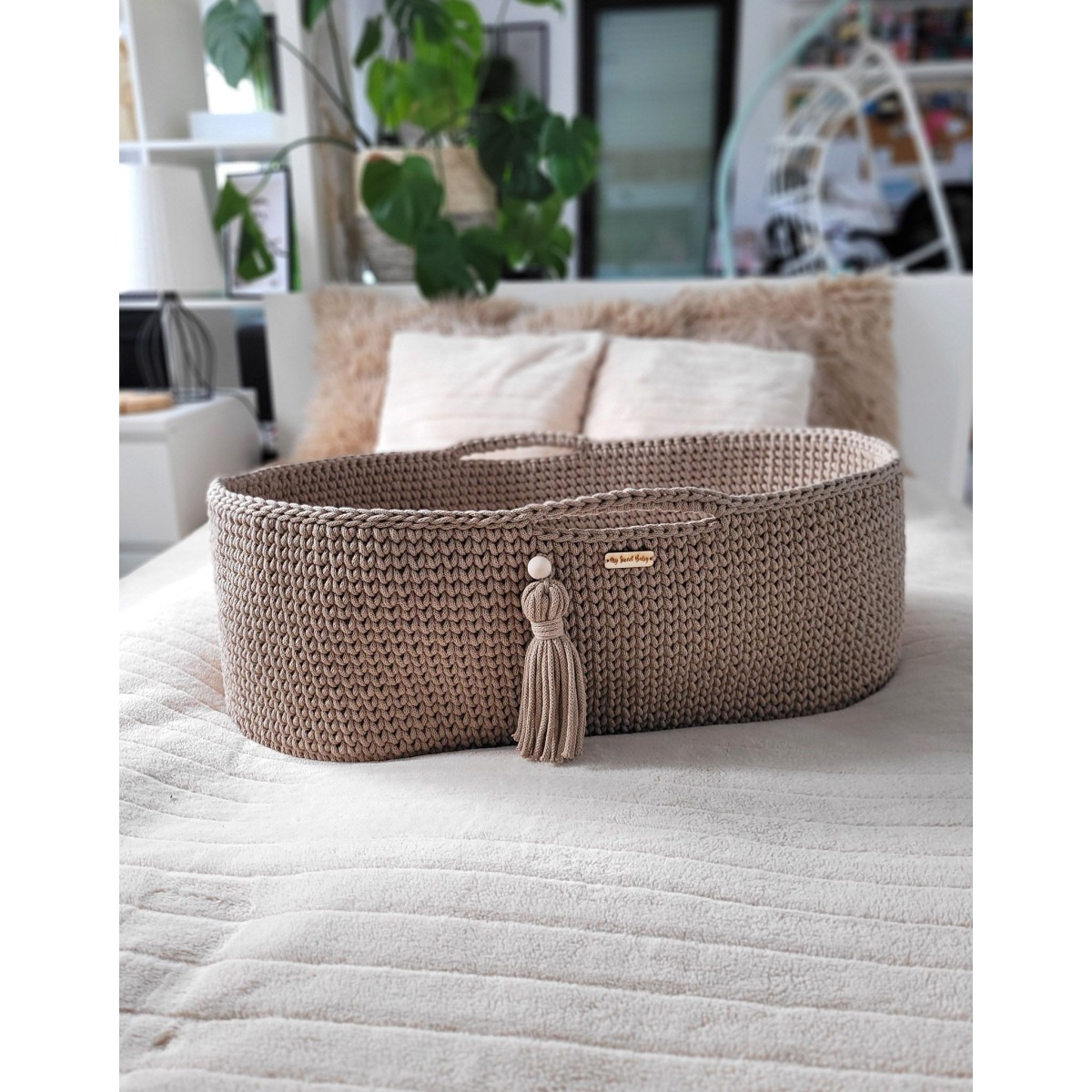 Mooses korv BOHO Käsitsi valmistatud puuvill madratsiga - li