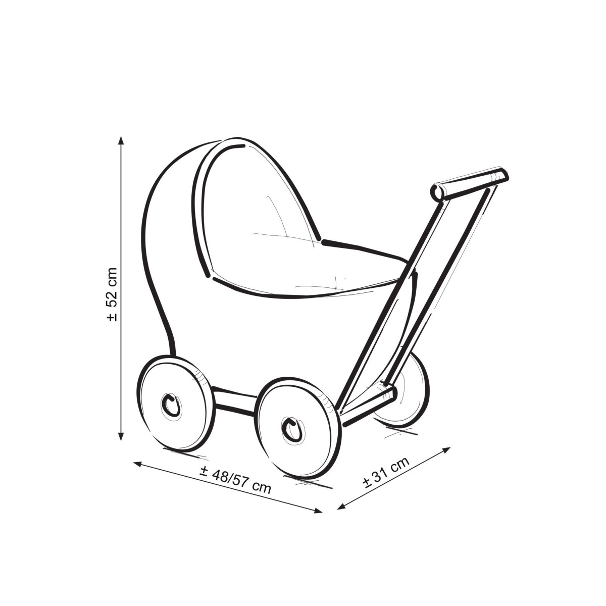 Pīti leļļu ratiņi — pelēki