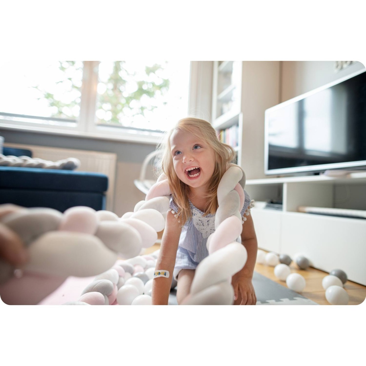 Ricokids gultiņas apmale 3 m, rozā un pelēkā krāsā
