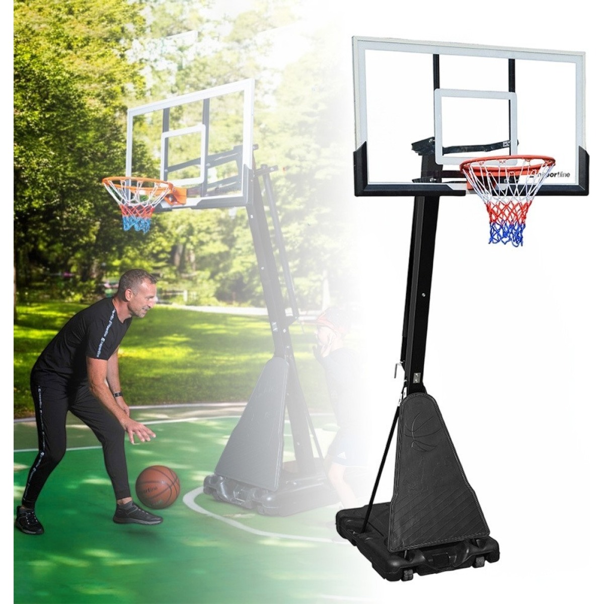 Basketbola grozs ar pamatni inSPORTline Dunkster III, regulējams