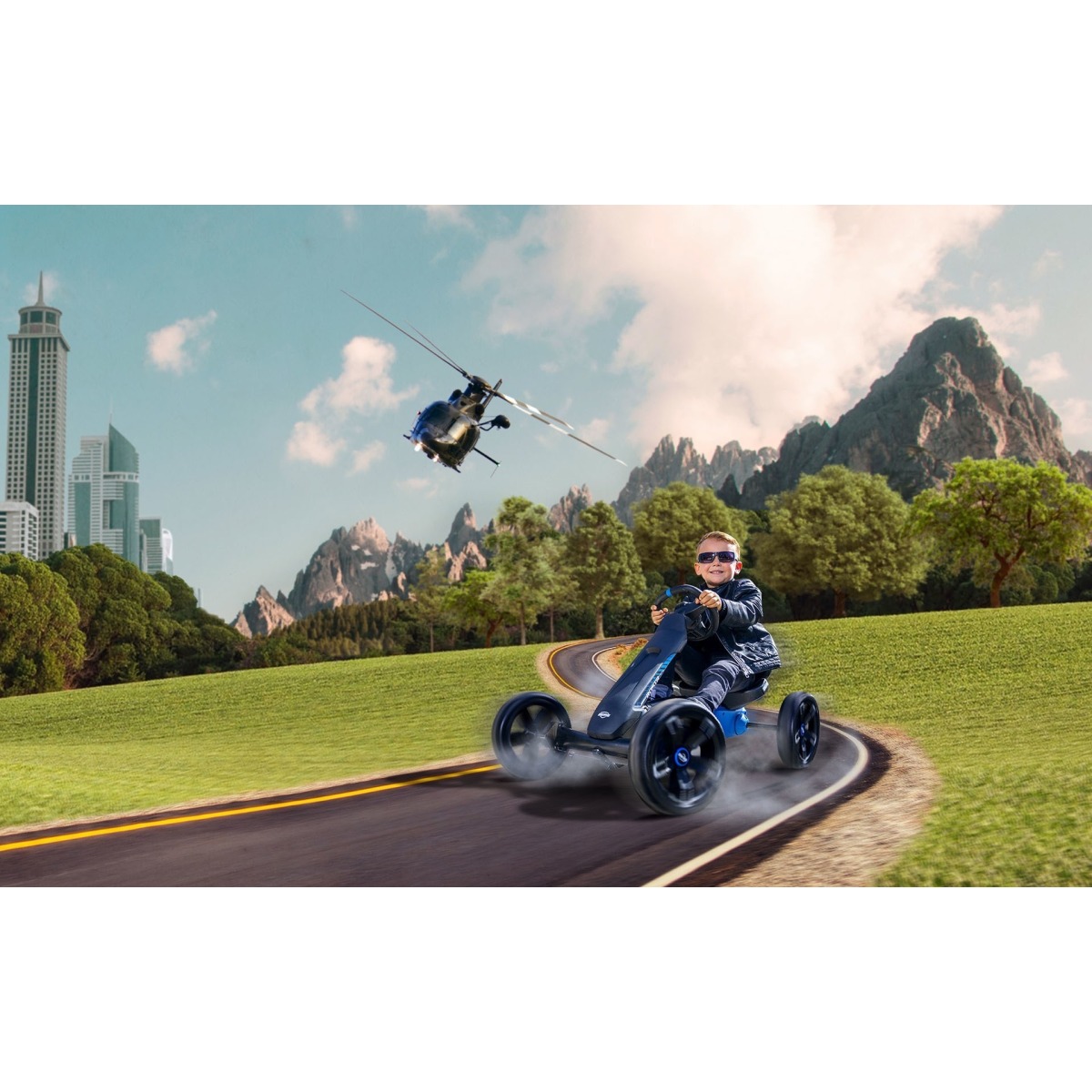 BERG Reppy Roadster bērnu kartauts, zils – 10 collu EVA riepas