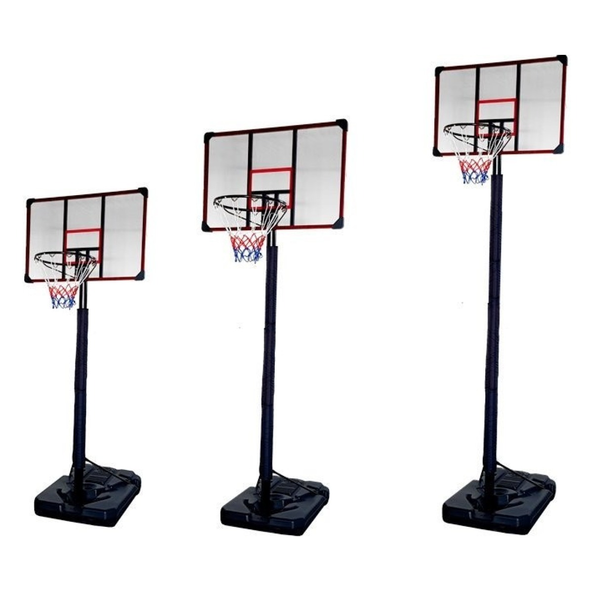 Pārvietojams basketbola grozs ar regulējamu augstumu, 225–305 cm