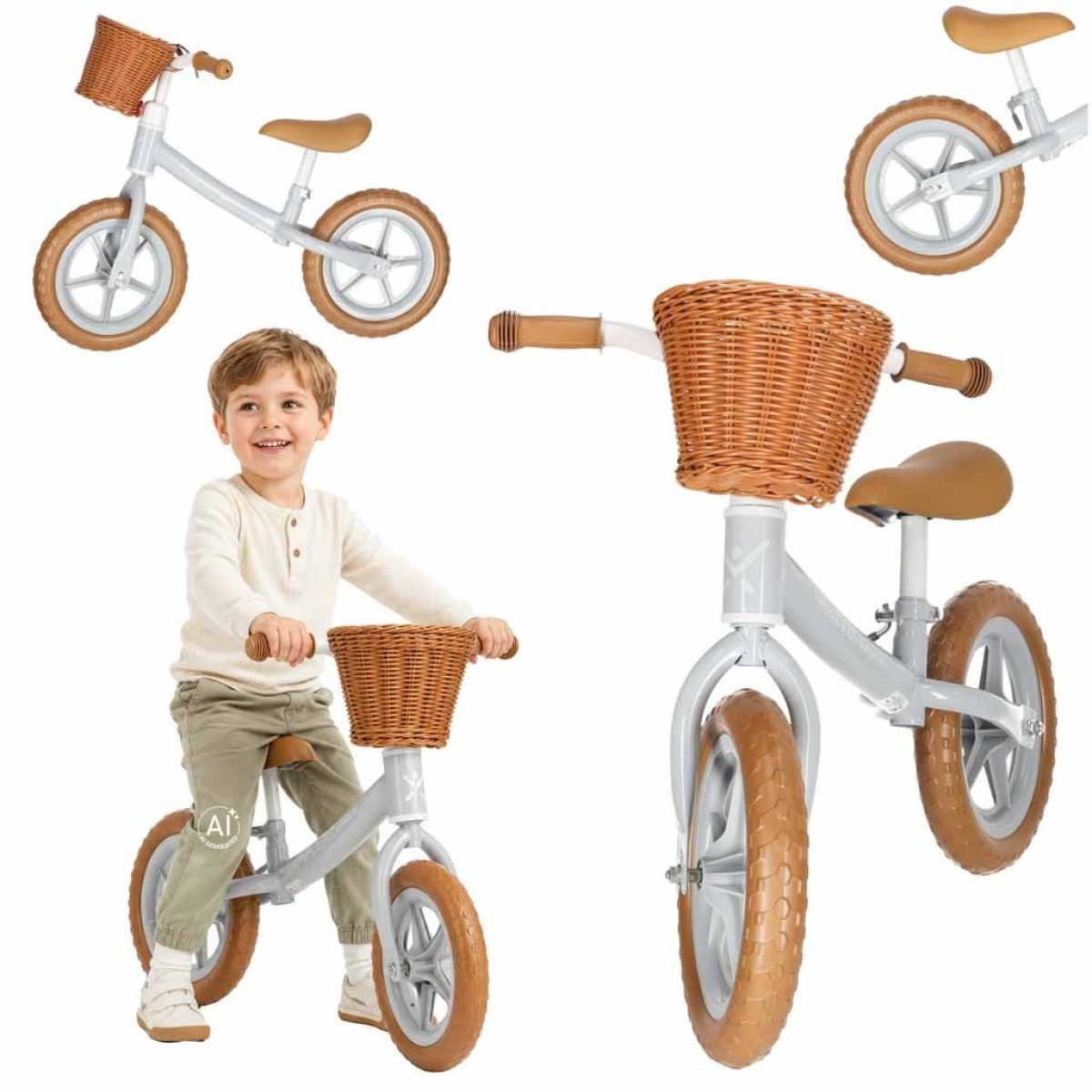 Trike Fix līdzsvara velosipēds ar grozu, brūns – 2–4 gadi