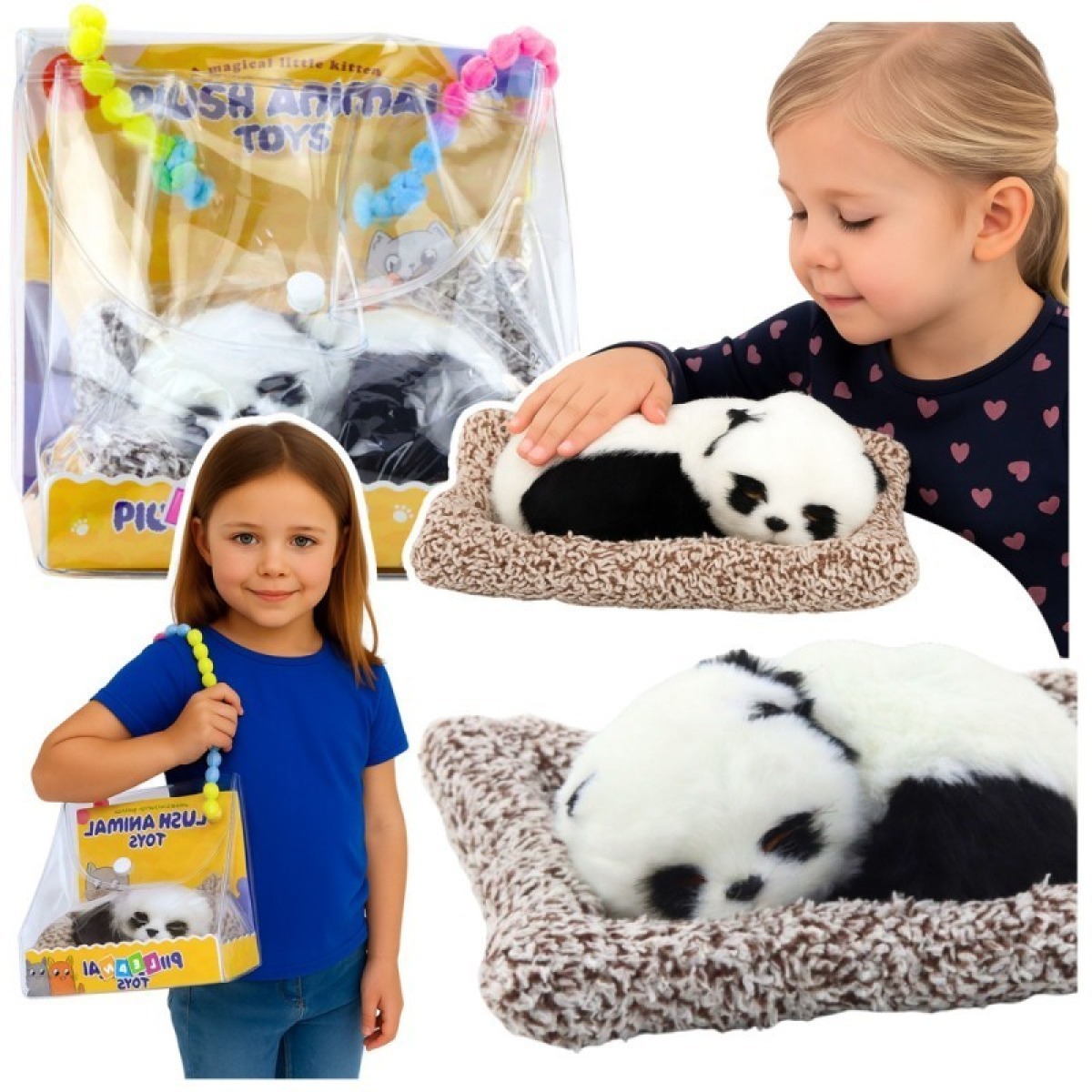 Guļoša panda uz spilvena