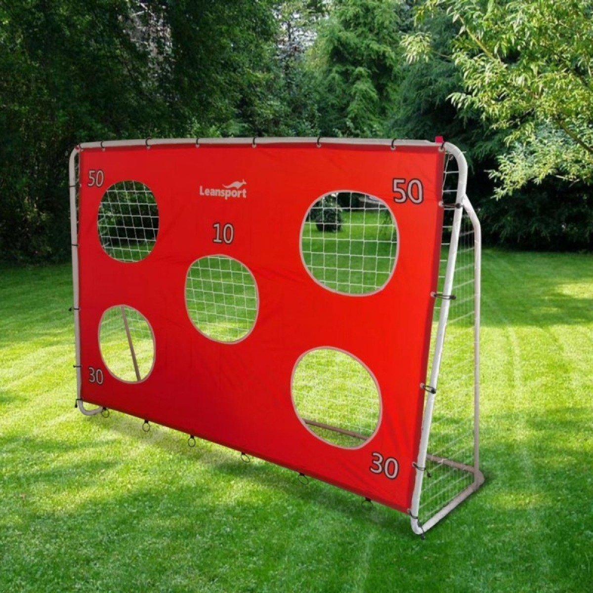 Sarkani futbola vārti ar mērķa paklāju, 213 × 152 × 75 cm