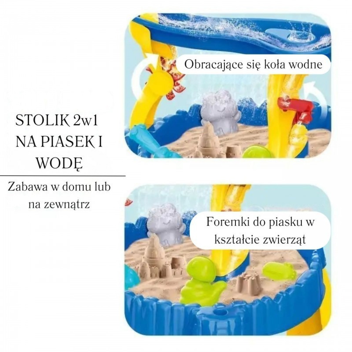 XL ūdens un smilšu galds ar krēslu 2 in 1 Dolphin Sandbox 12 daļas