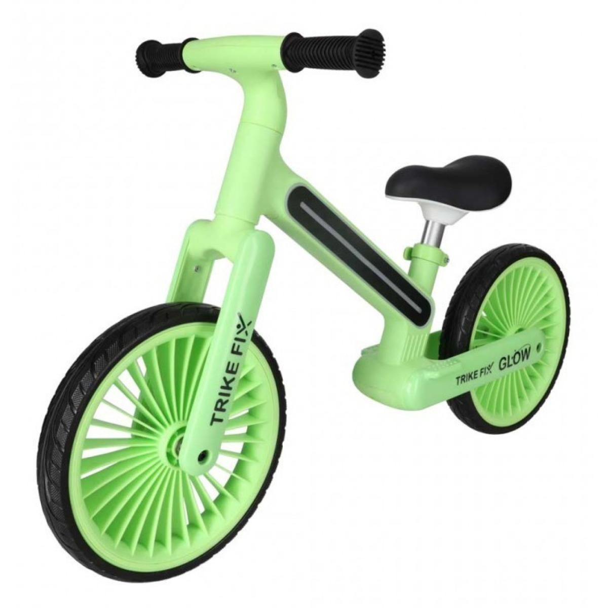 Trike Fix Glow LED līdzsvara velosipēds, neona zaļš, ar EVA riteņiem