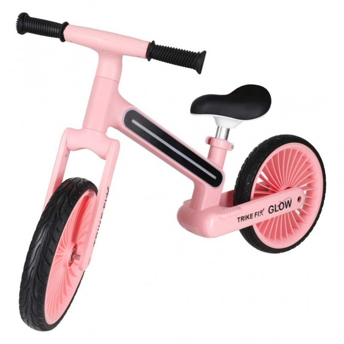 Trike Fix Glow LED līdzsvara velosipēds, rozā, ar 12" EVA riteņiem