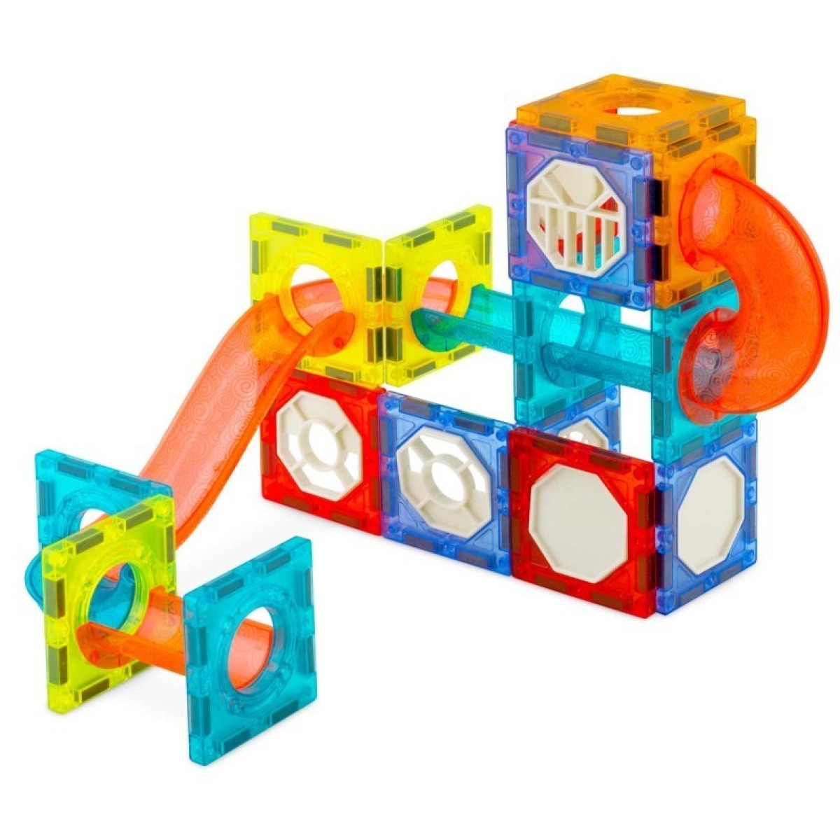 Ricokids Glow magnētiskais bumbiņu trasei paredzēto klucīšu komplekts — XL, vairāk nekā 100 detaļu