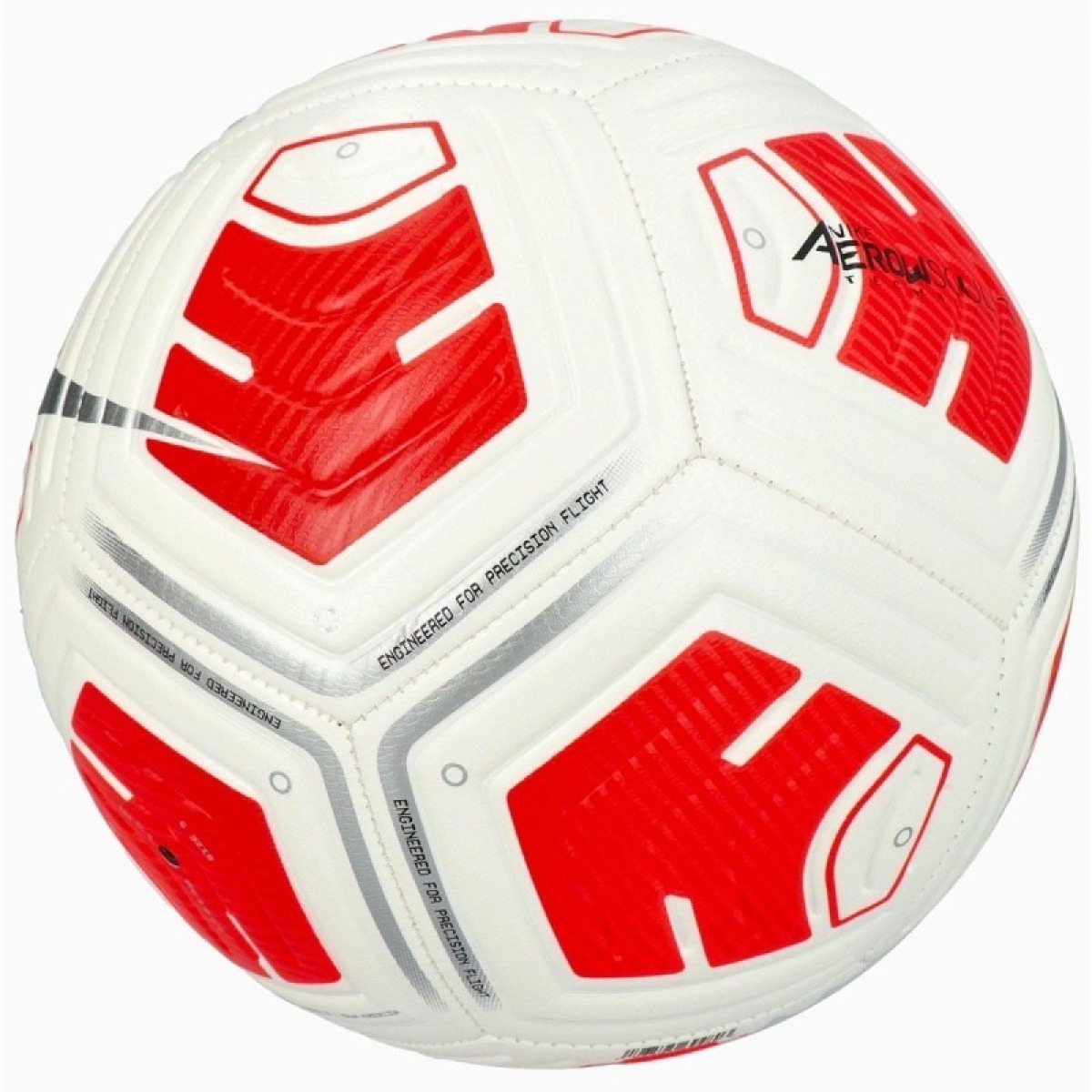 NIKE STRIKE 290G futbola bumba, balta/BRIGHT CRIMSON/SILVER, 5. izmērs