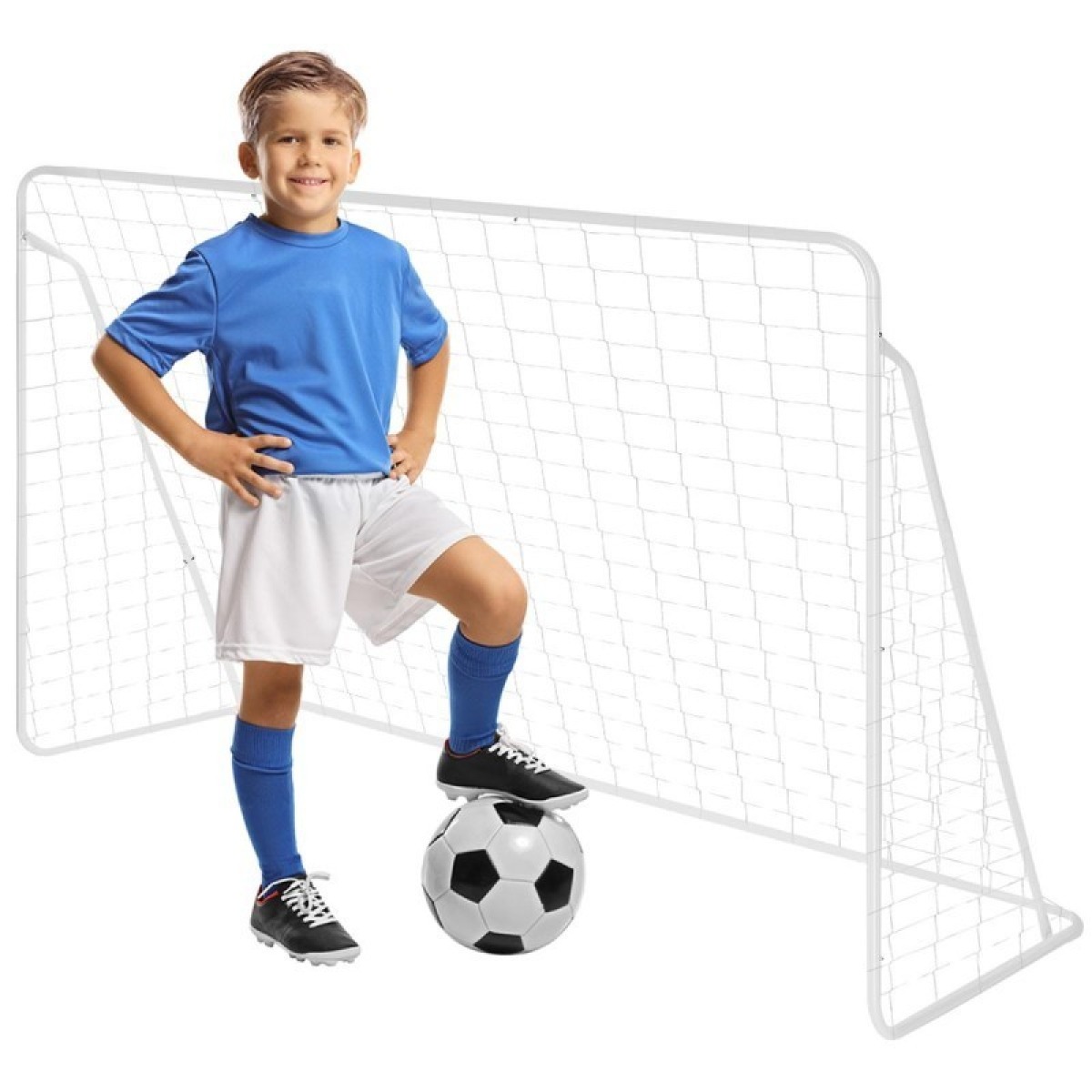 ENERO futbola vārti ar tīklu 240x150x90cm, FI 25 un 22 mm