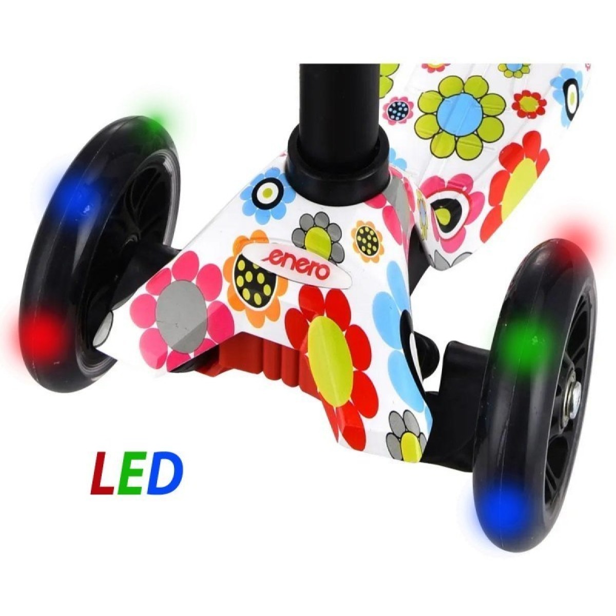 ENERO Maxi Flowers trīsriteņu bērnu skrejritenis ar LED riteņiem