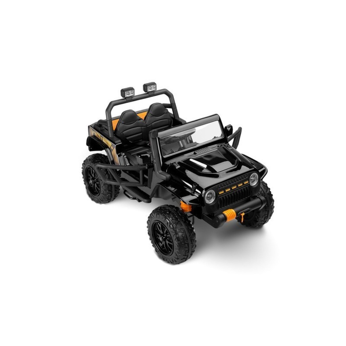 Melns Ringo elektriskais apvidus auto bērniem Jeep Wrangler stilā, 4 × 200 W