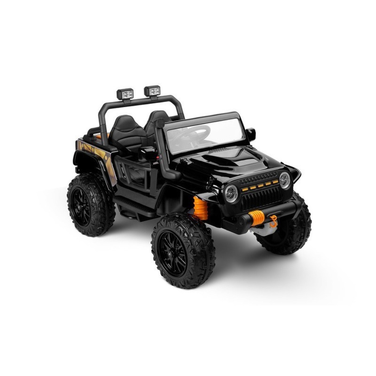 Melns Ringo elektriskais apvidus auto bērniem Jeep Wrangler stilā, 4 × 200 W