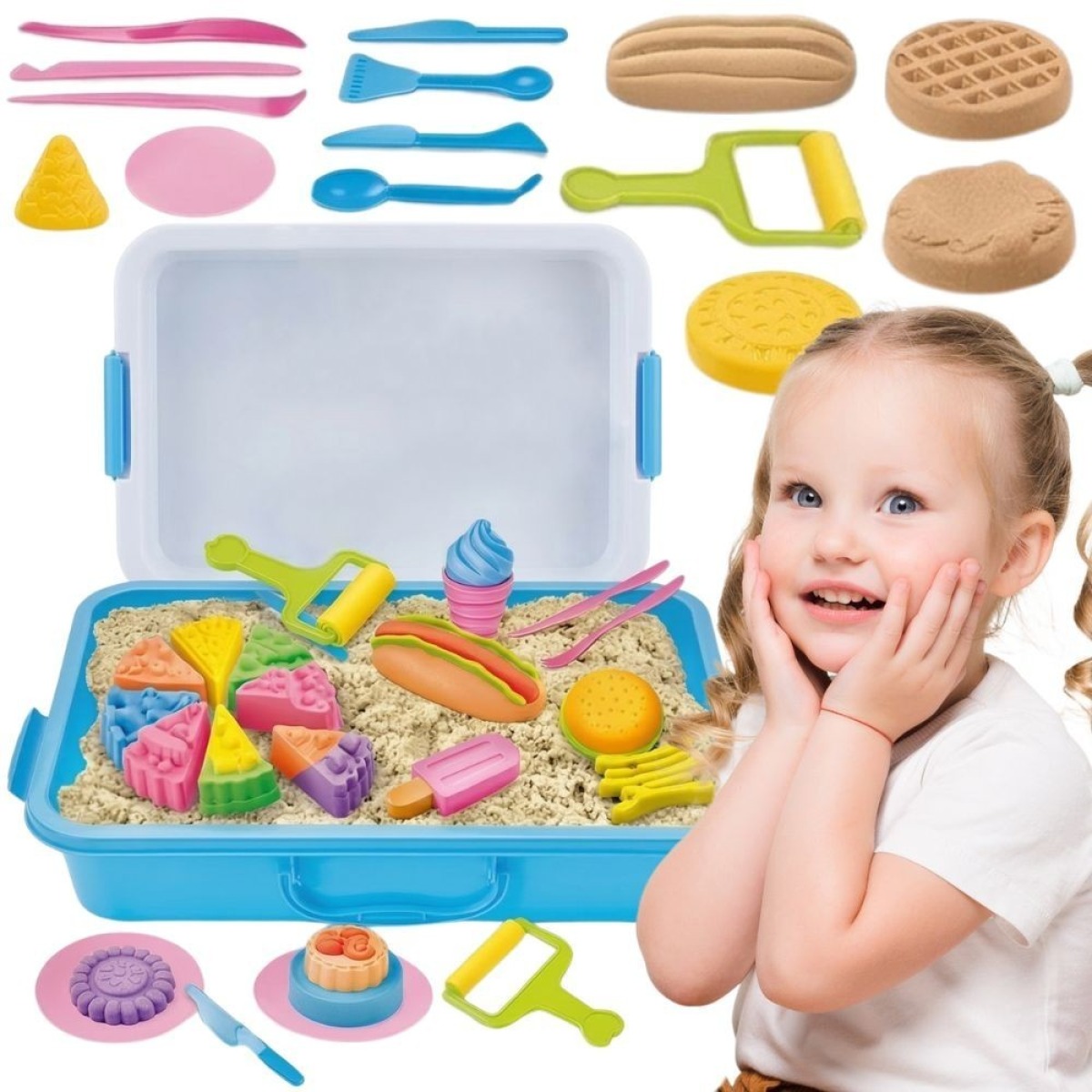 WOOPIE Kineetilās smiltis, 6 krāsas, 1.2 kg komplekts