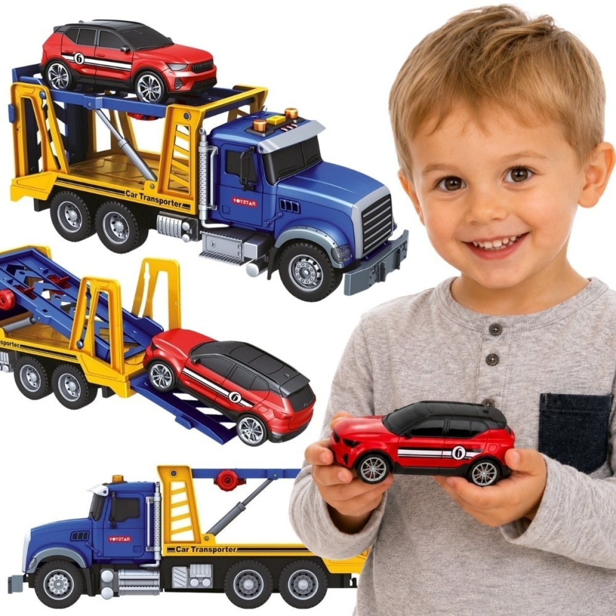 Auto vedējs ar sporta automobili, gaismu un skaņu, mērogs 1:14