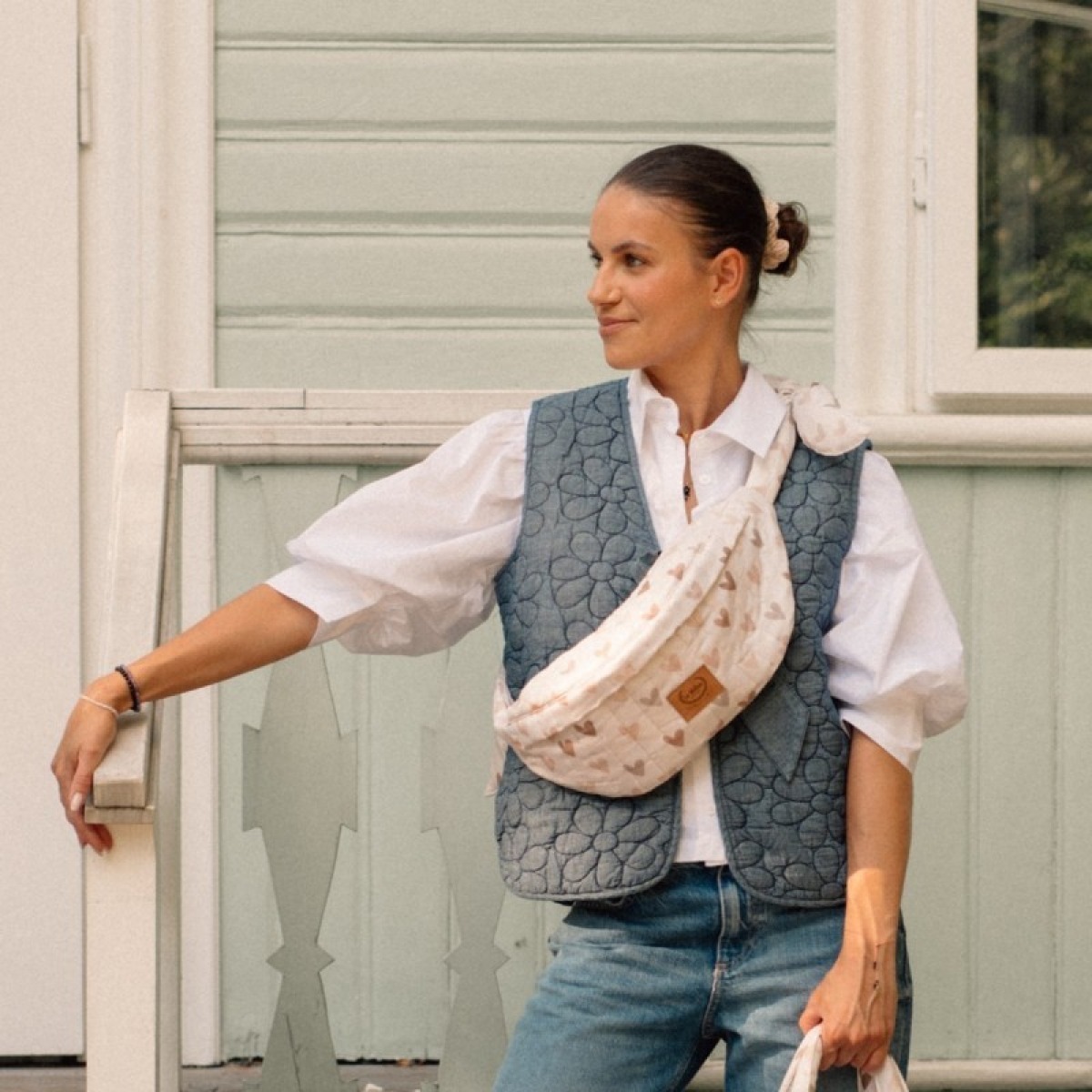 Stepēta neilona belt soma HEARTBEAT BEIGE
