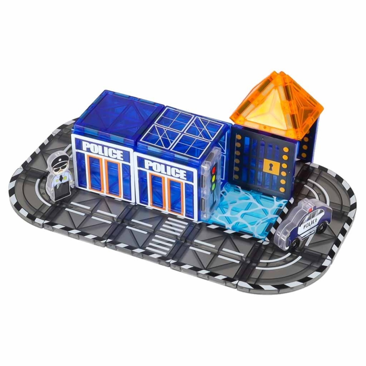 3D magnētiskie klucīši – policijas automašīnas, 91 gab.