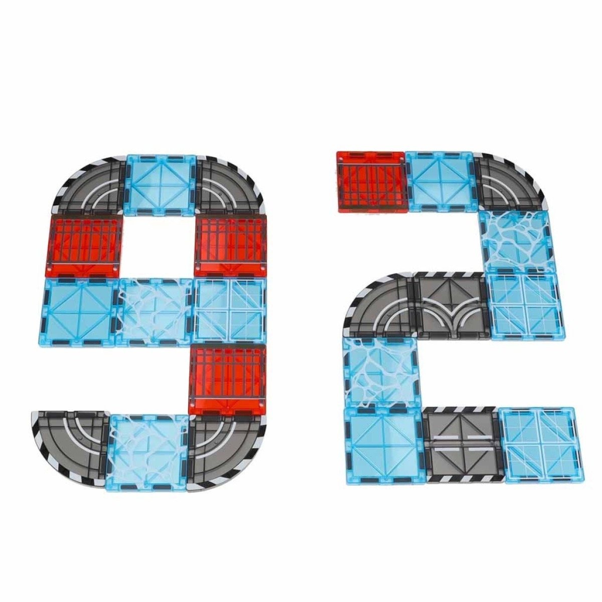 Magnētiskie celtniecības klucīši 3D pilsēta un policijas auto, 91 detaļa