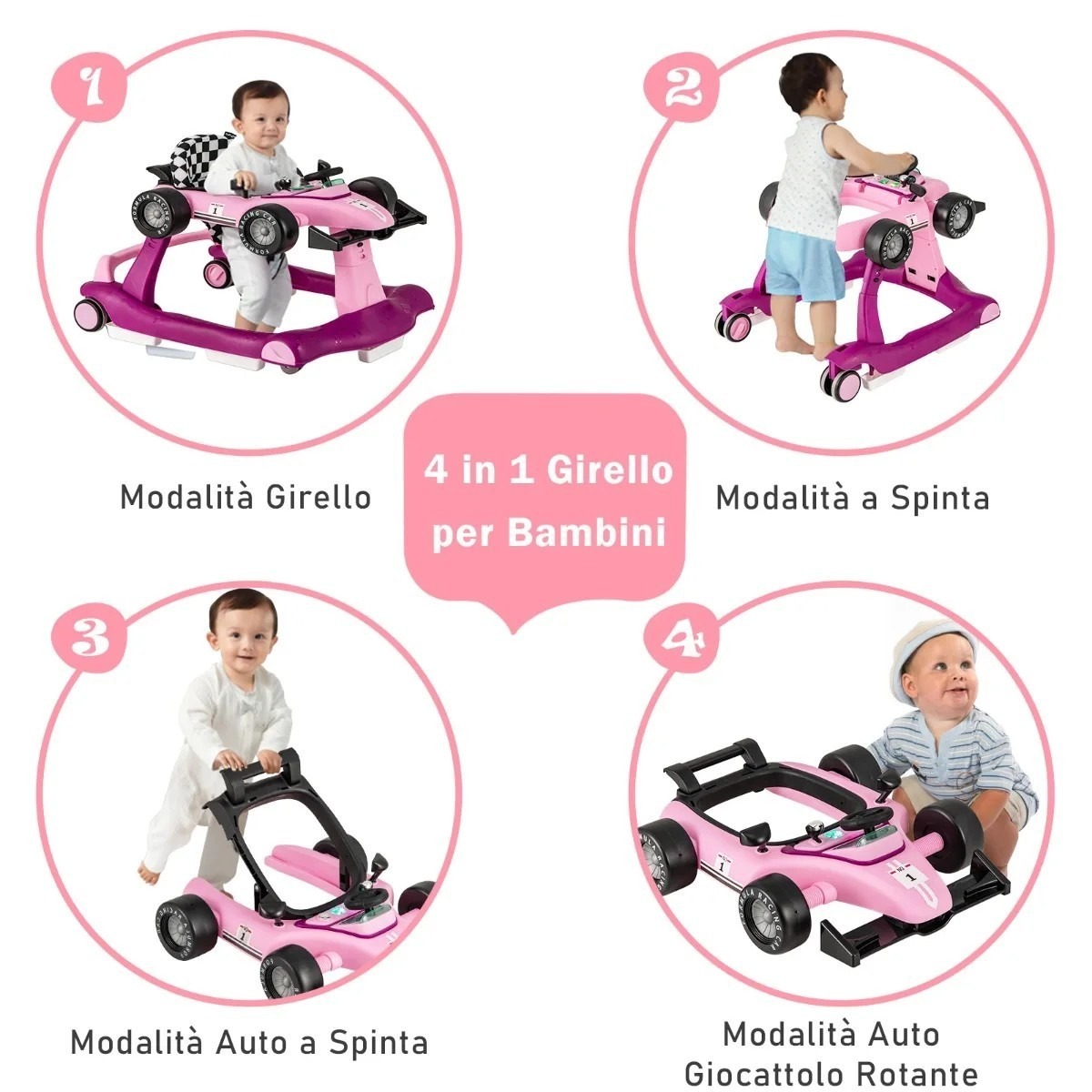 Salokāms bērnu staigulis 4-in-1 ar regulējamu augstumu, 15 kg