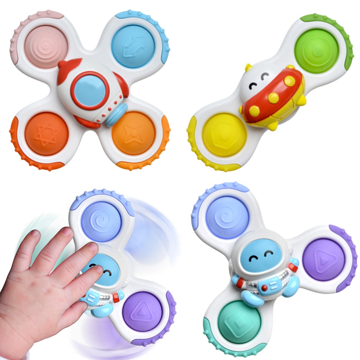BABY Spinner Sensory Toy Rocket Alien Ufo 3 tk.
