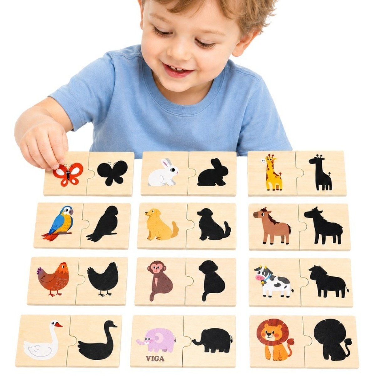 Koka puslekomplekt Animal Match Shadow Puzzle