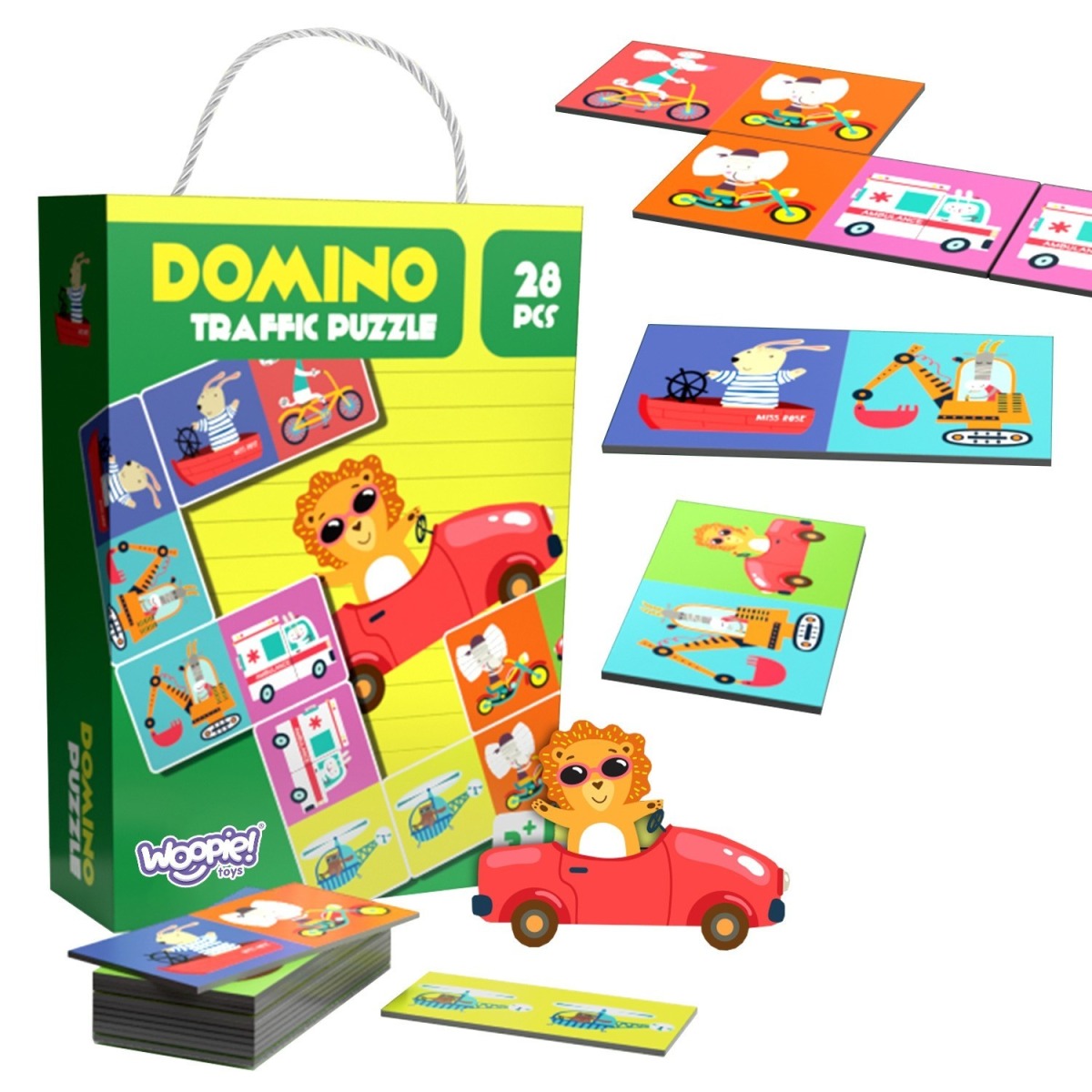 Hariv mäng Transport Animals Montessori doomino pusle
