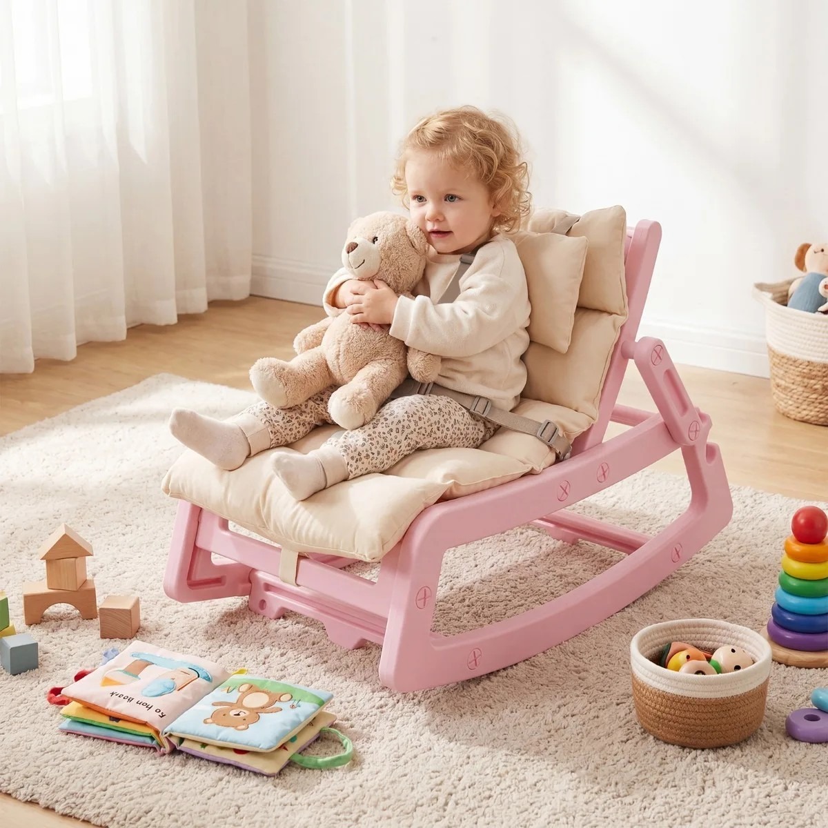 Kiiktool bērniem, 2 in 1 lamamistool reguleeritava seljatoeg