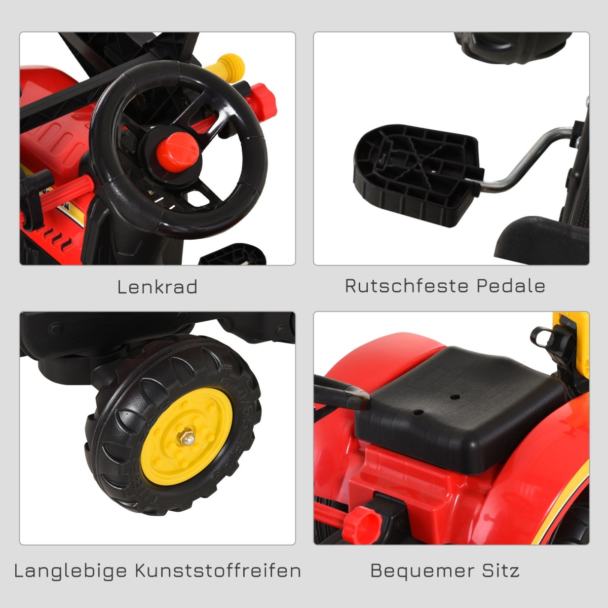 Bērnu pedaaltraktor haagise ja esilaaduriga, punane, alates 