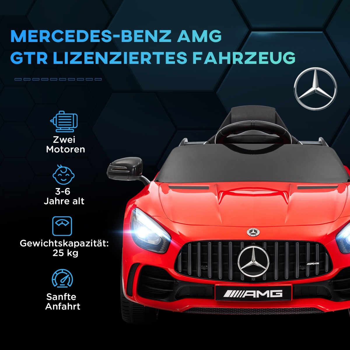 Mercedes-Benz AMG GTR bērnu elektromobilis 12 V ar tālvadības pulti, sarkans