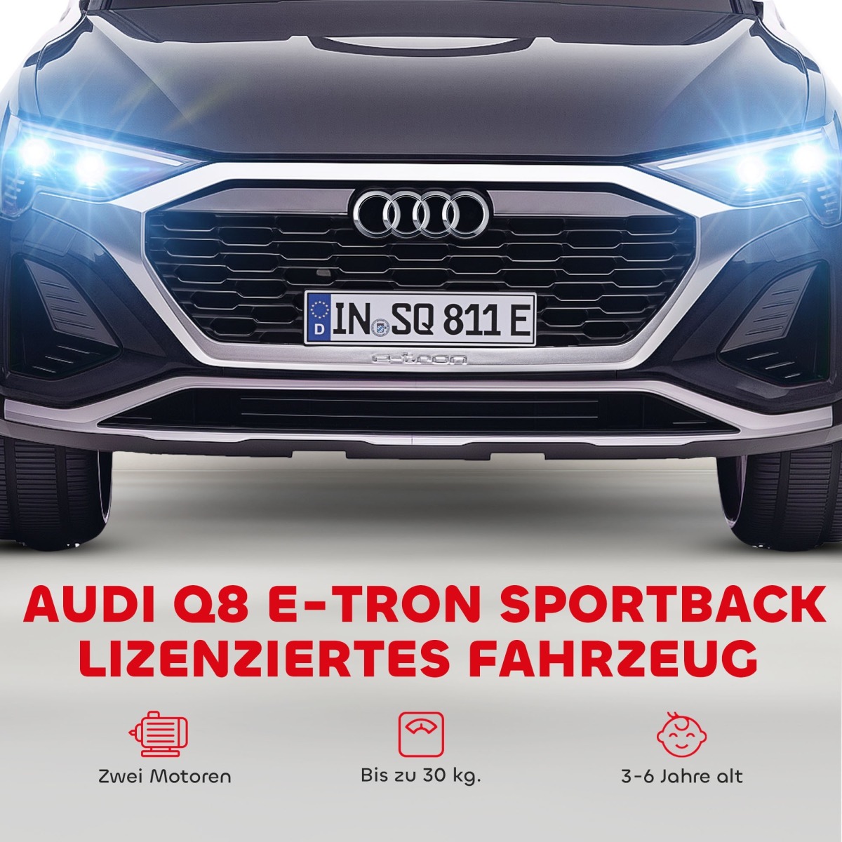 Elektriline lasteauto Audi Q8, 12 V, 3–5 km/h, must