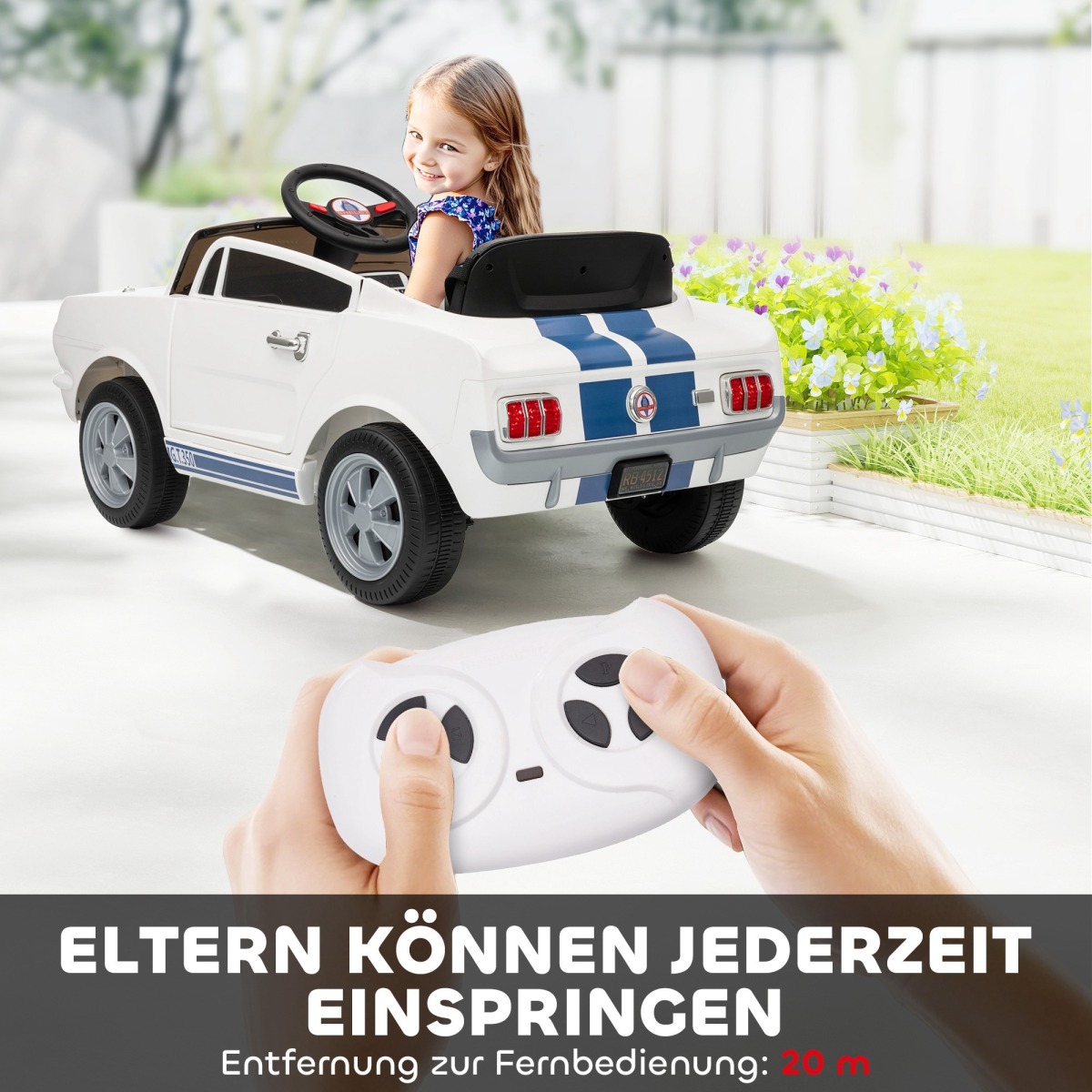 Bērnu elektriauto 12 V, 2,4 GHz puldi, 2 mootori, LED-valgus