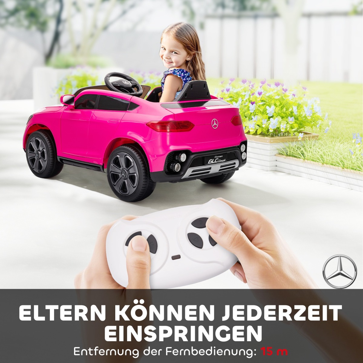 Mercedes GLC Coupé bērnu elektroauto 12 V, ar tālvadības pulti, 3 ātrumi, rozā