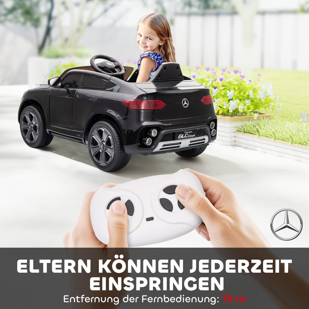 Mercedes GLC Coupé bērnu elektroauto 12 V, ar tālvadības pulti, 3 ātrumi, melns