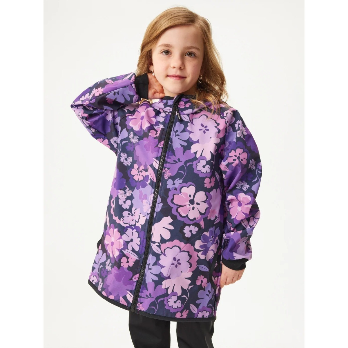 Bērnu softshell jope fliisvoodriga Basic, flowers
