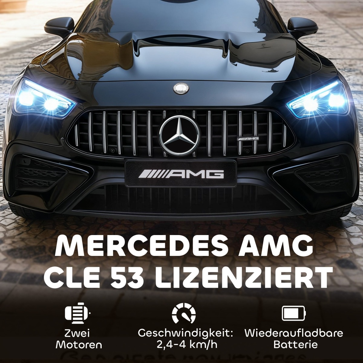 Bērnu elektromobilis Mercedes-AMG dizainā, 12 V, ar tālvadības pulti, melns