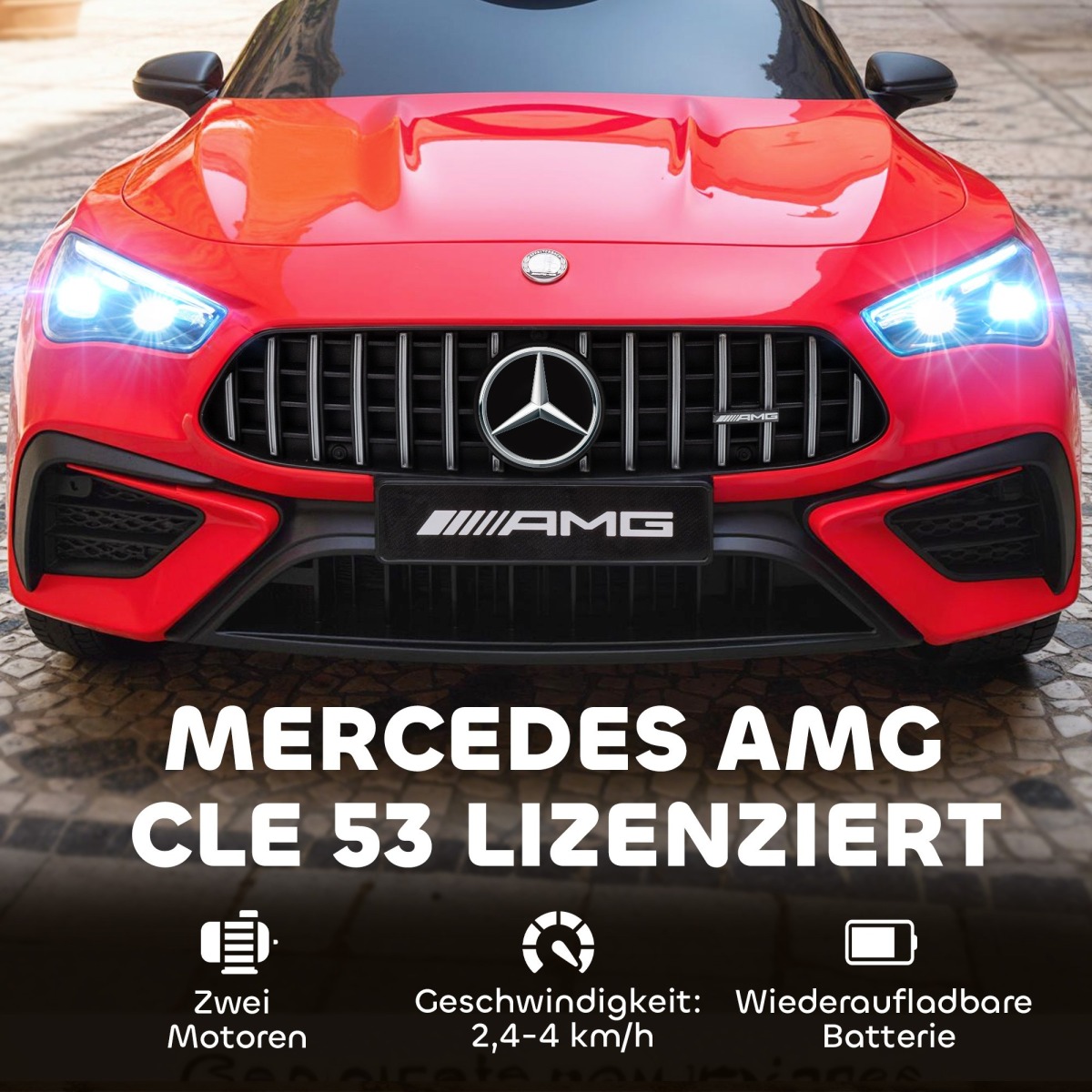 Bērnu elektromobilis Mercedes-AMG dizainā, 12 V, ar tālvadības pulti, sarkans