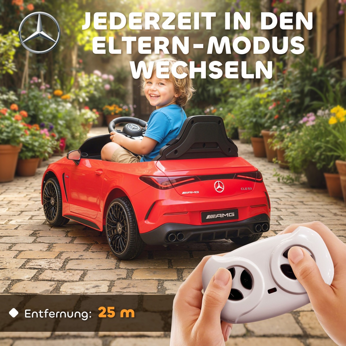Bērnu elektromobilis Mercedes-AMG dizainā, 12 V, ar tālvadības pulti, sarkans