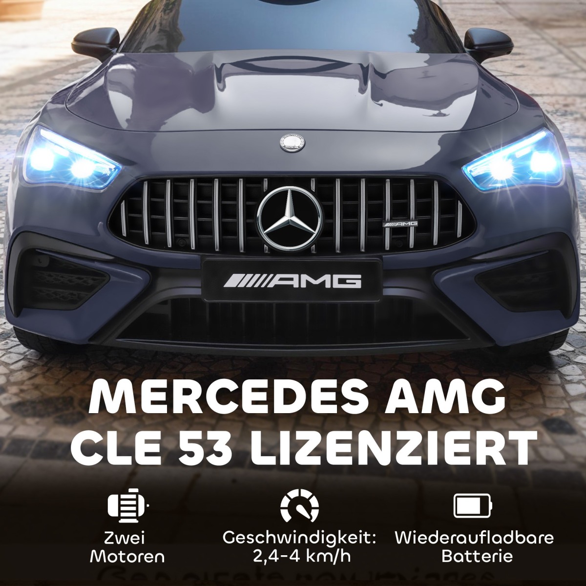 Bērnu elektromobilis Mercedes-AMG dizainā, 12 V, ar tālvadības pulti, pelēks
