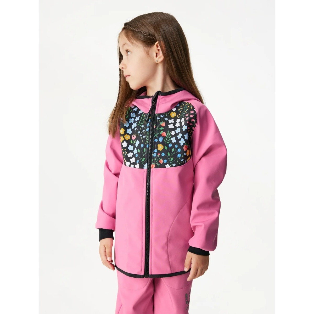 Bērnu softshell jope fliisvoodriga Basic, roosa-garden