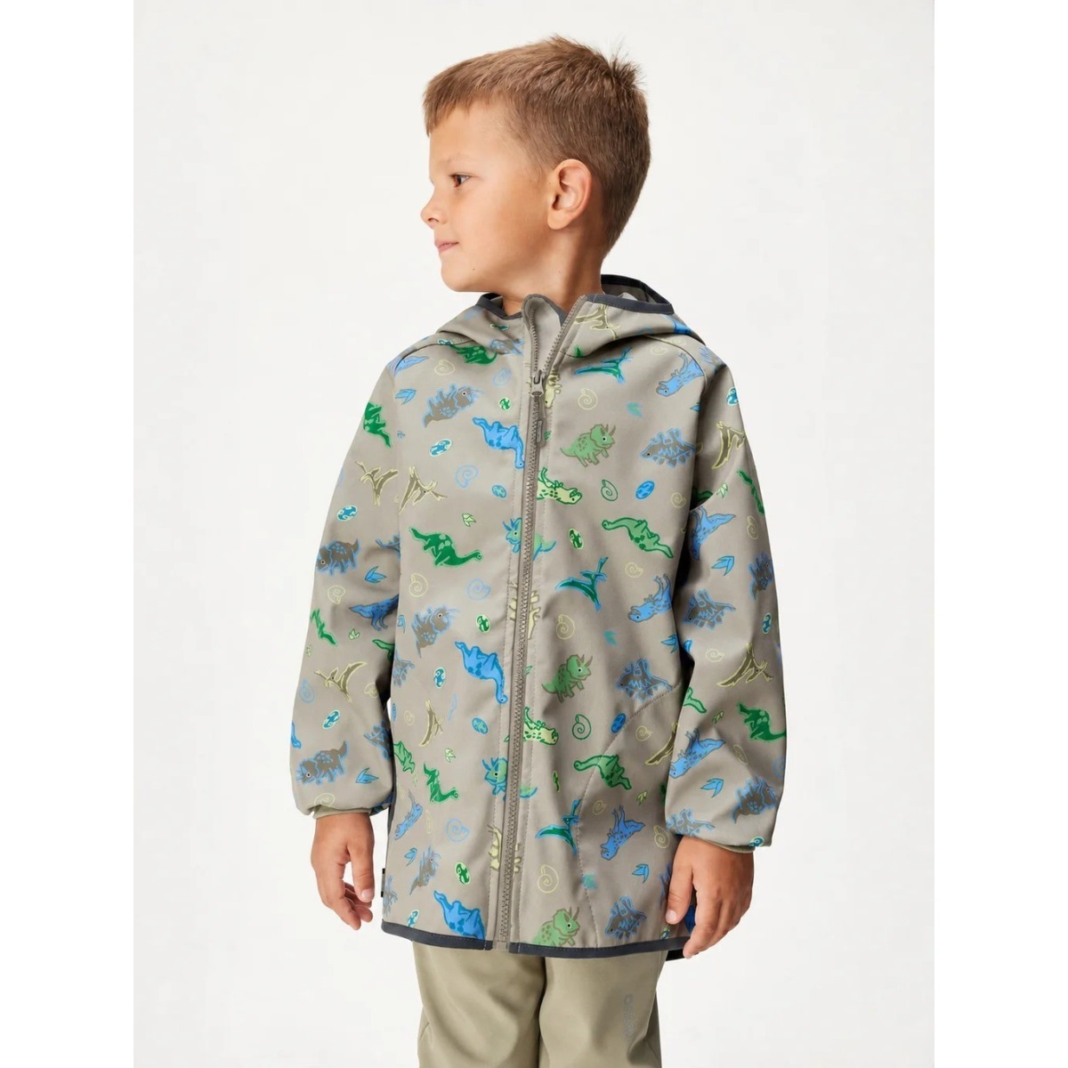 Bērnu softshell jope fliisvoodriga Basic, khaki-dino